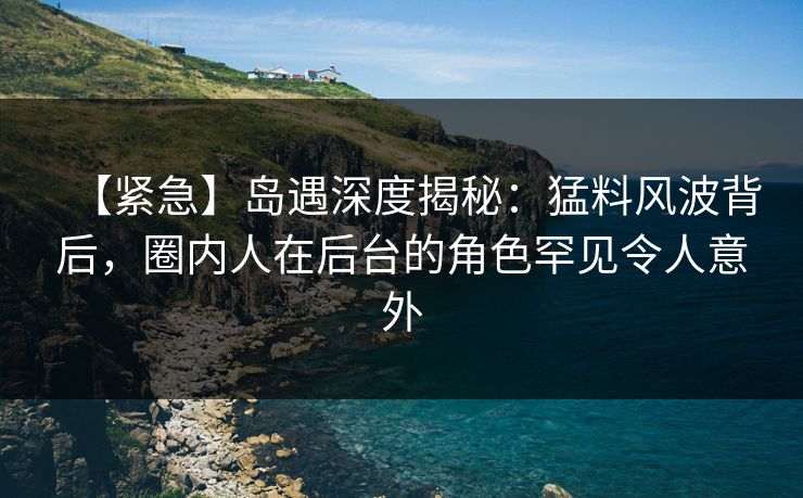 【紧急】岛遇深度揭秘：猛料风波背后，圈内人在后台的角色罕见令人意外