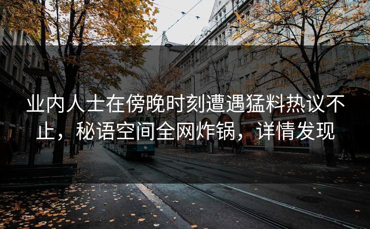 业内人士在傍晚时刻遭遇猛料热议不止，秘语空间全网炸锅，详情发现