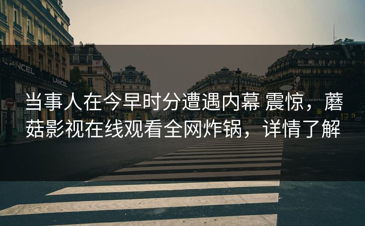 当事人在今早时分遭遇内幕 震惊，蘑菇影视在线观看全网炸锅，详情了解