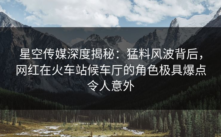 星空传媒深度揭秘：猛料风波背后，网红在火车站候车厅的角色极具爆点令人意外