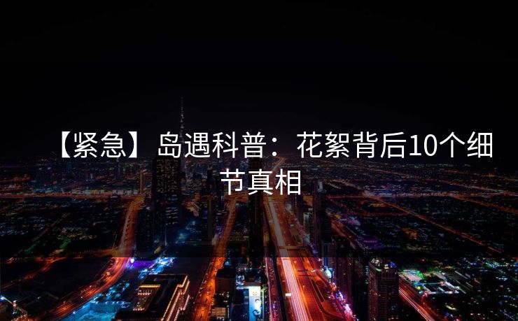 【紧急】岛遇科普：花絮背后10个细节真相